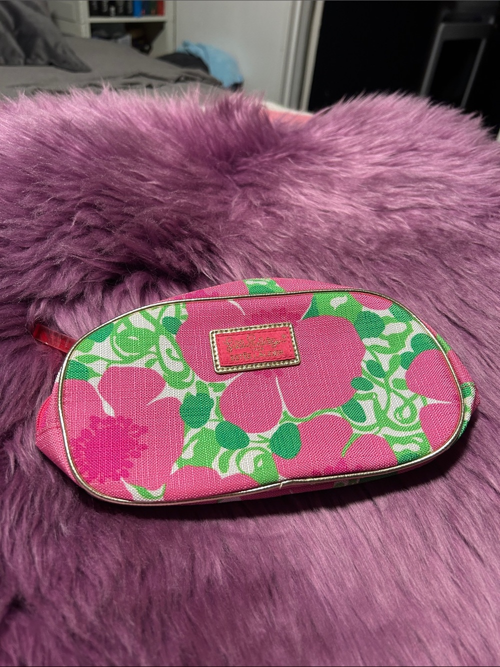 Lilly Pulitzer Pink & Green Floral Cosmetic Pouch